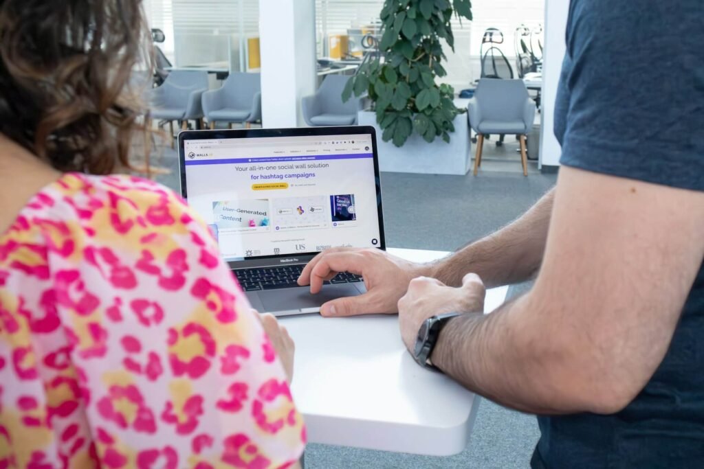 modern web design team collaborating in creative office